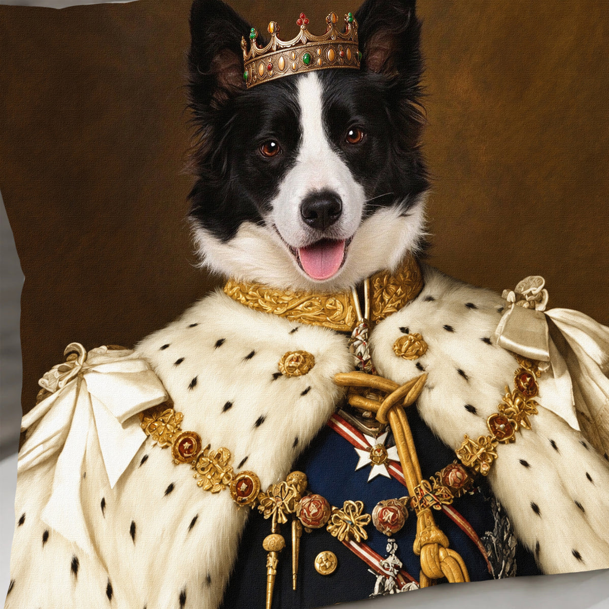 Custom Royal Pet Portrait Pillow Cover – Personalized Renaissance Dog & Cat Cushion Case