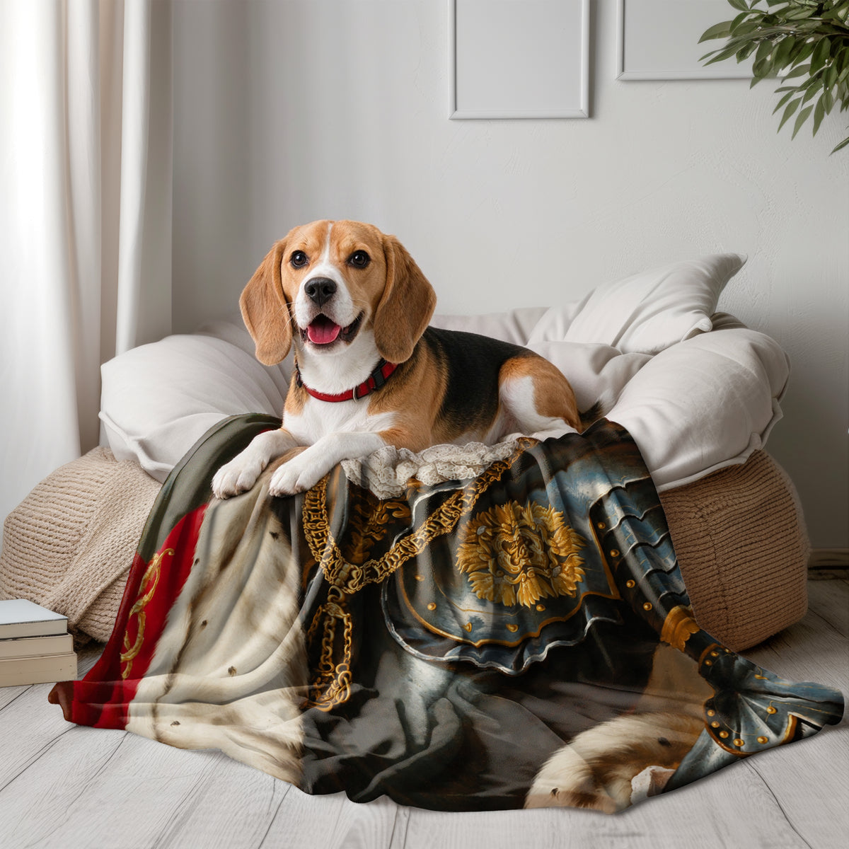 Personalized Dog Blanket – Custom Royal King Beagle Portrait | Unique Dog Lover Gift