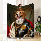 Personalized Dog Blanket – Custom Royal King Beagle Portrait | Unique Dog Lover Gift