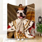Personalized Pet Blanket – Custom Royal King Dog Portrait | Regal Pet Throw Blanket