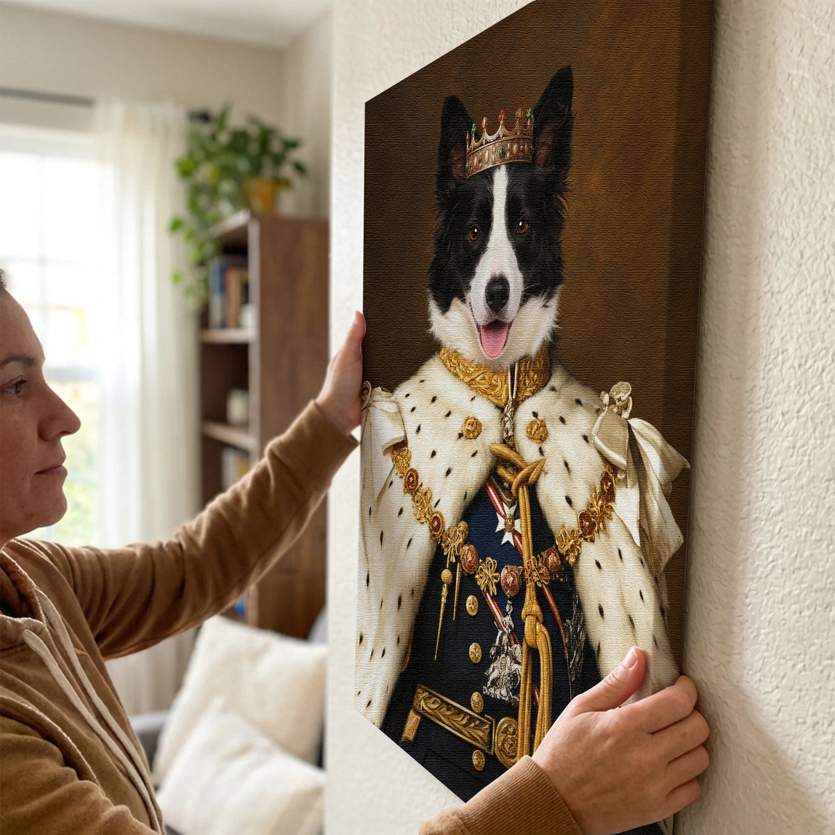 Custom Royal King Dog Portrait Unframed Canvas Print, Personalized Pet Wall Decor, Funny Pet Gift