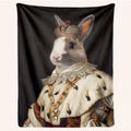 Personalized Rabbit Blanket – Custom Royal Bunny Portrait | Regal Pet Lover Gift