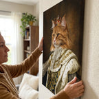Custom Renaissance Monarch Cat Portrait Unframed Canvas Wall Art, Personalized Regal Pet Painting, Pet Owner Gift