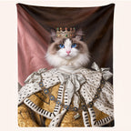 Personalized Cat Blanket – Custom Royal Queen Cat Portrait | Luxury Cat Lover Throw