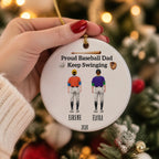 Custom Dad And Son Ceramic Ornament - Personalized Christmas Gift For Proud Baseball Family