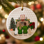 Personalized Family Ceramic Ornament - Christmas Gift For Whole Family With Cats Pet Keepsake