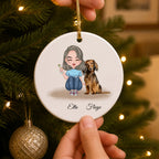 Personalized Ceramic Ornament For Girl And Dachshund Dog  - Custom Christmas Gift For Dog Lover