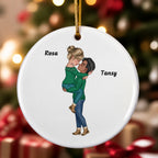 Custom  Kissing Couple Ceramic Ornament - Personalized Christmas Gift For Romantic Couple Anniversary Gift
