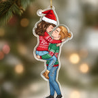 Personalized Couple Kissing Acrylic Ornament - Christmas Gift For Couple, Romantic Lovers Keepsake