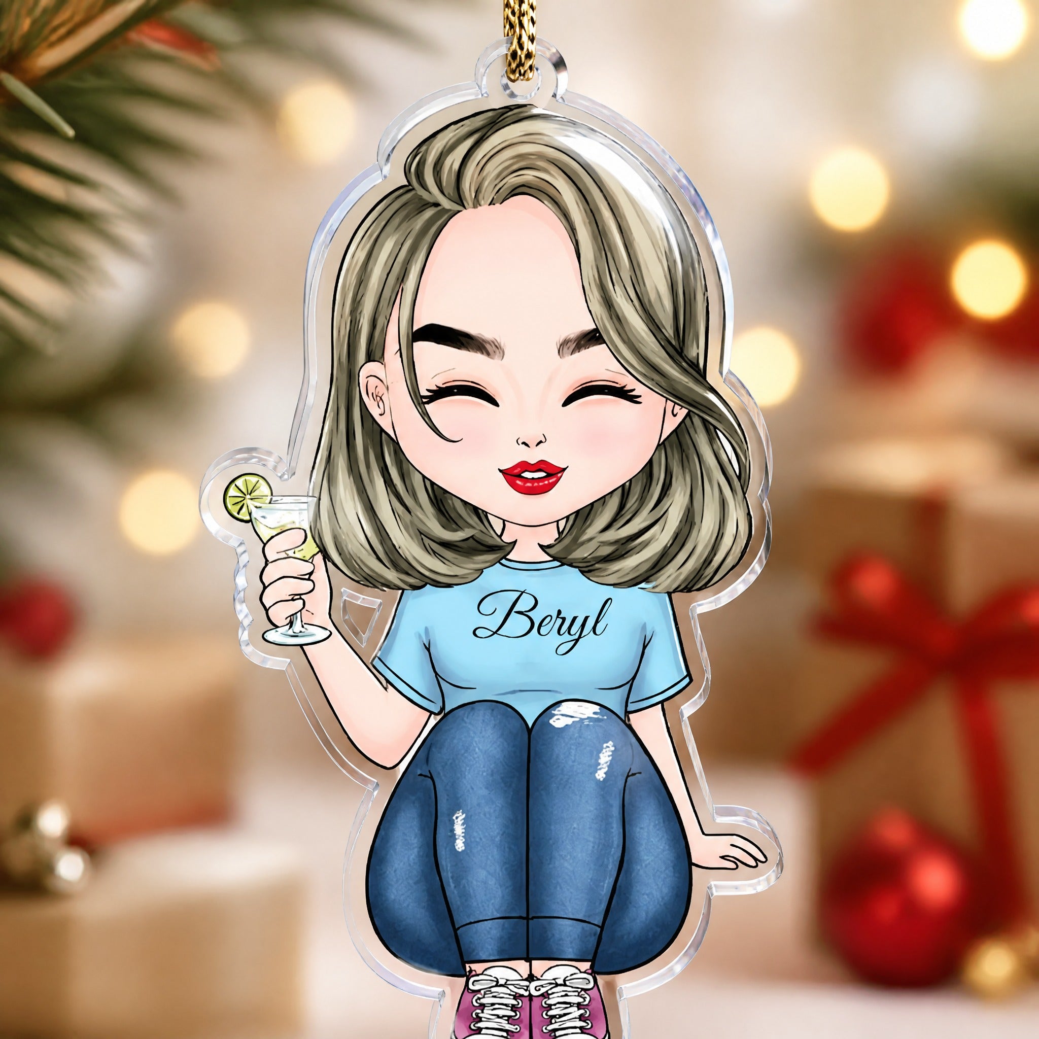 Personalized Beauty Girl Acrylic Ornament - Custom Christmas Gift For Best Friend, Girl Keepsake
