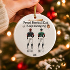 Custom Dad And Son Ceramic Ornament - Personalized Christmas Gift For Proud Baseball Family