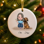Personalized Ceramic Ornament For Girl And Dachshund Dog  - Custom Christmas Gift For Dog Lover