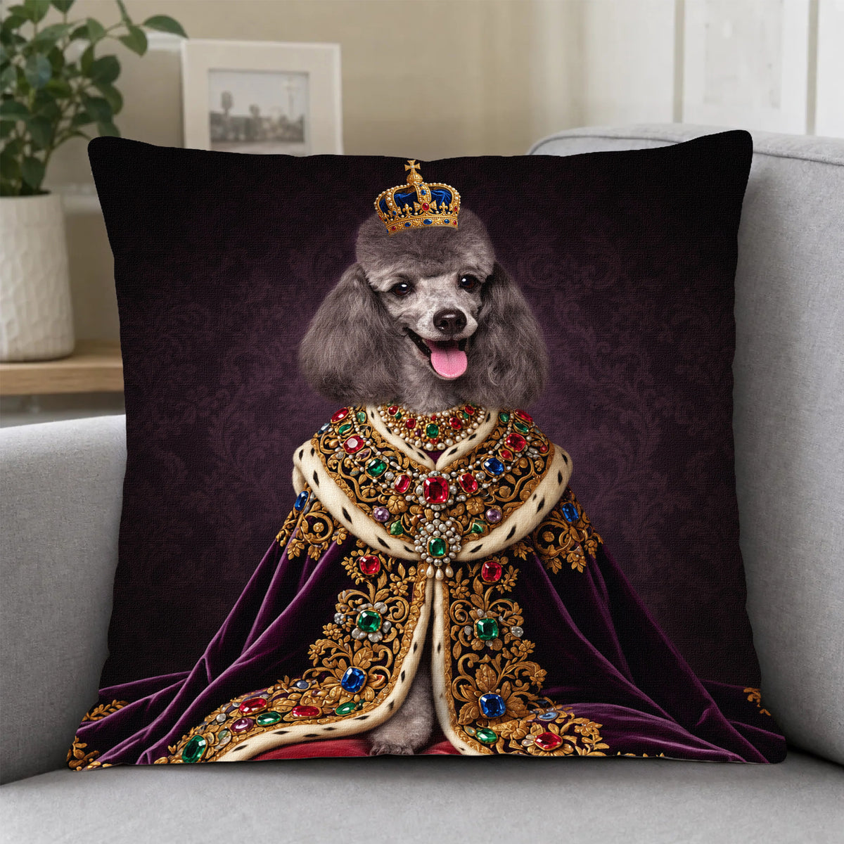 Custom Photo Royal Pet Portrait Pillow Cover For Pet Lovers