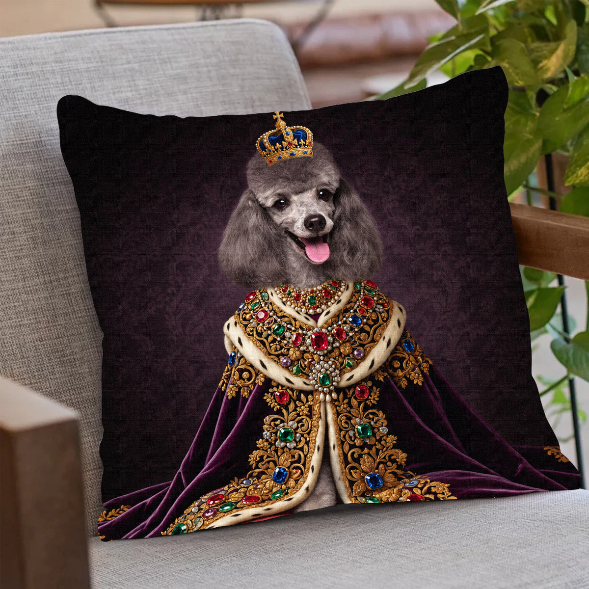 Custom Photo Royal Pet Portrait Pillow Cover For Pet Lovers
