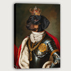 Custom Knight Warrior Pet Portrait Canvas, Personalized Dog Royal Armor Red Cape Unframed Canvas Wall Art, Gift For Pet Lovers