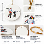 Personalized Ceramic Christmas Ornament - Motocross Dad And Son Gift - Ride Together, Forever