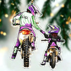 Personalized Christmas Ornament for Motocross Lovers - Dad and Child Dirt Bike Gift