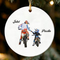 Personalized Ceramic Christmas Ornament - Motocross Dad And Son Gift - Ride Together, Forever