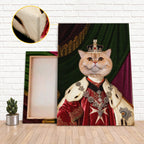 Custom Royal King Cat Portrait Unframed Canvas Print, Personalized Renaissance Pet Wall Art, Unique Pet Lover Gift