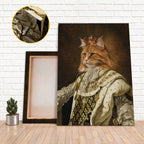 Custom Renaissance Monarch Cat Portrait Unframed Canvas Wall Art, Personalized Regal Pet Painting, Pet Owner Gift