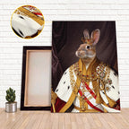 Custom Royal King Rabbit Portrait Unframed Canvas Print, Personalized Renaissance Pet Wall Art, Unique Pet Lover Gift