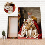 Custom Throne King Rabbit Portrait Unframed Canvas Wall Art, Personalized Vintage Royal Pet Painting, Pet Owner Gift