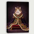 Custom Royal Queen Cat Portrait Canvas, Personalized Pet Purple Velvet Jeweled Cloak Unframed Canvas Wall Decor, Gift For Pet Lovers
