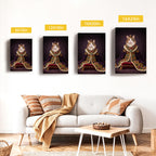 Custom Royal Queen Cat Portrait Canvas, Personalized Pet Purple Velvet Jeweled Cloak Unframed Canvas Wall Decor, Gift For Pet Lovers