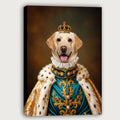 Custom Royal Noble Dog Portrait Canvas, Personalized Pet Teal Gold Ermine Robe Unframed Canvas Wall Art For Pet Lovers