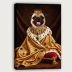 Custom Royal King Dog Portrait Canvas, Personalized Pet Golden Jeweled Coronation Robe Unframed Canvas Wall Decor