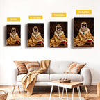 Custom Royal King Dog Portrait Canvas, Personalized Pet Golden Jeweled Coronation Robe Unframed Canvas Wall Decor
