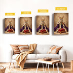 Custom Royal Queen Rabbit Portrait Canvas, Personalized Pet Purple Velvet Jeweled Coronation Cloak Unframed Canvas Wall Art