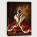 Custom Royal Monarch Cat Portrait Canvas, Personalized Pet Red Velvet Jeweled Coronation Robe Unframed Canvas Wall Art, Pet Owner Gift