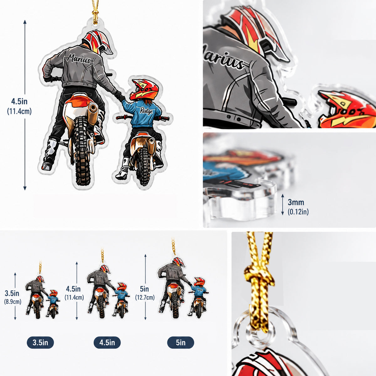 Personalized Christmas Ornament for Motocross Lovers - Dad and Child Dirt Bike Gift