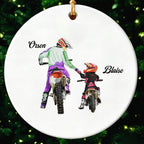 Personalized Ceramic Christmas Ornament - Motocross Dad And Son Gift - Ride Together, Forever