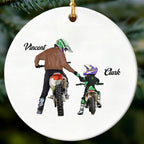Personalized Ceramic Christmas Ornament - Motocross Dad And Son Gift - Ride Together, Forever