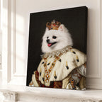 Custom Royal Queen Pet Portrait Canvas, Personalized Dog Noble Crown Fur Robe Unframed Canvas Wall Decor