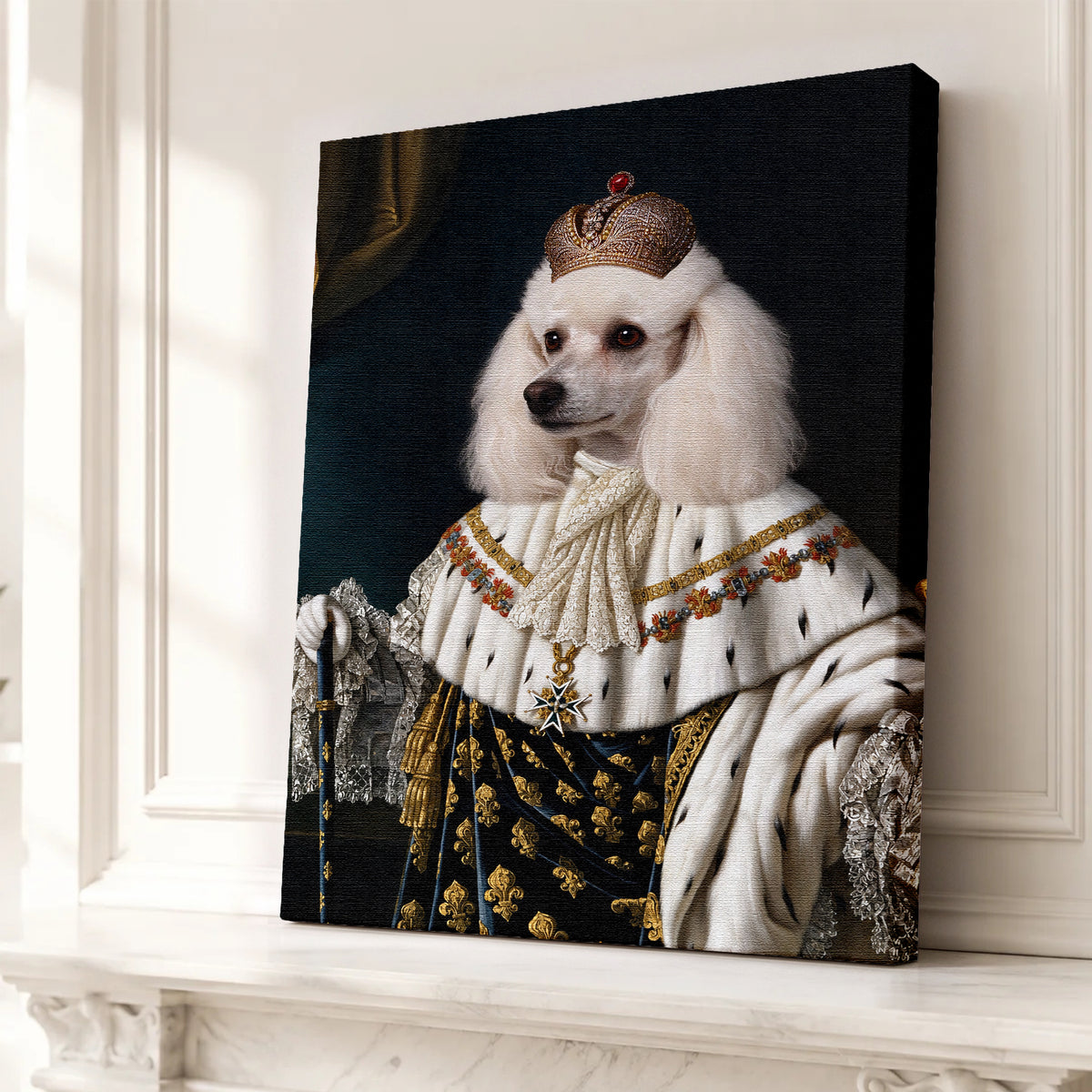 Personalized Vintage Dog Portrait Unframed Canvas Wall Art, Custom Aristocratic Royal Pet Painting Canvas, Gift for Pet lover