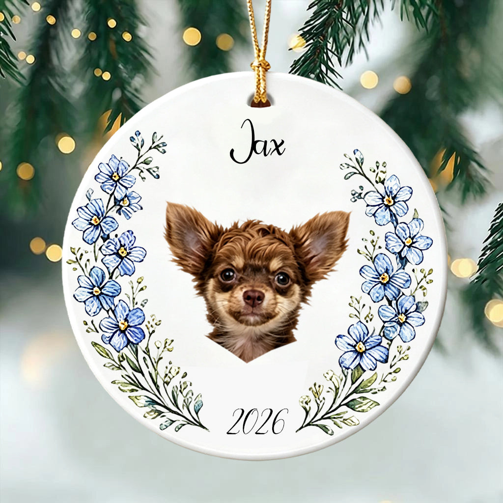 Custom Photo Ceramic Christmas Ornament Gift, Sympathy Gift For Pet Owners, Pet Lovers