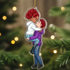 Personalized Couple Kissing Acrylic Ornament - Christmas Gift For Couple, Romantic Lovers Keepsake