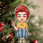 Personalized Beauty Girl Acrylic Ornament - Custom Christmas Gift For Best Friend, Girl Keepsake