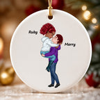 Custom  Kissing Couple Ceramic Ornament - Personalized Christmas Gift For Romantic Couple Anniversary Gift