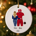 Custom Football Couple Ceramic Ornament - Personalized Christmas Gift For Football Sports Couple Fan
