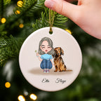 Personalized Ceramic Ornament For Girl And Dachshund Dog  - Custom Christmas Gift For Dog Lover
