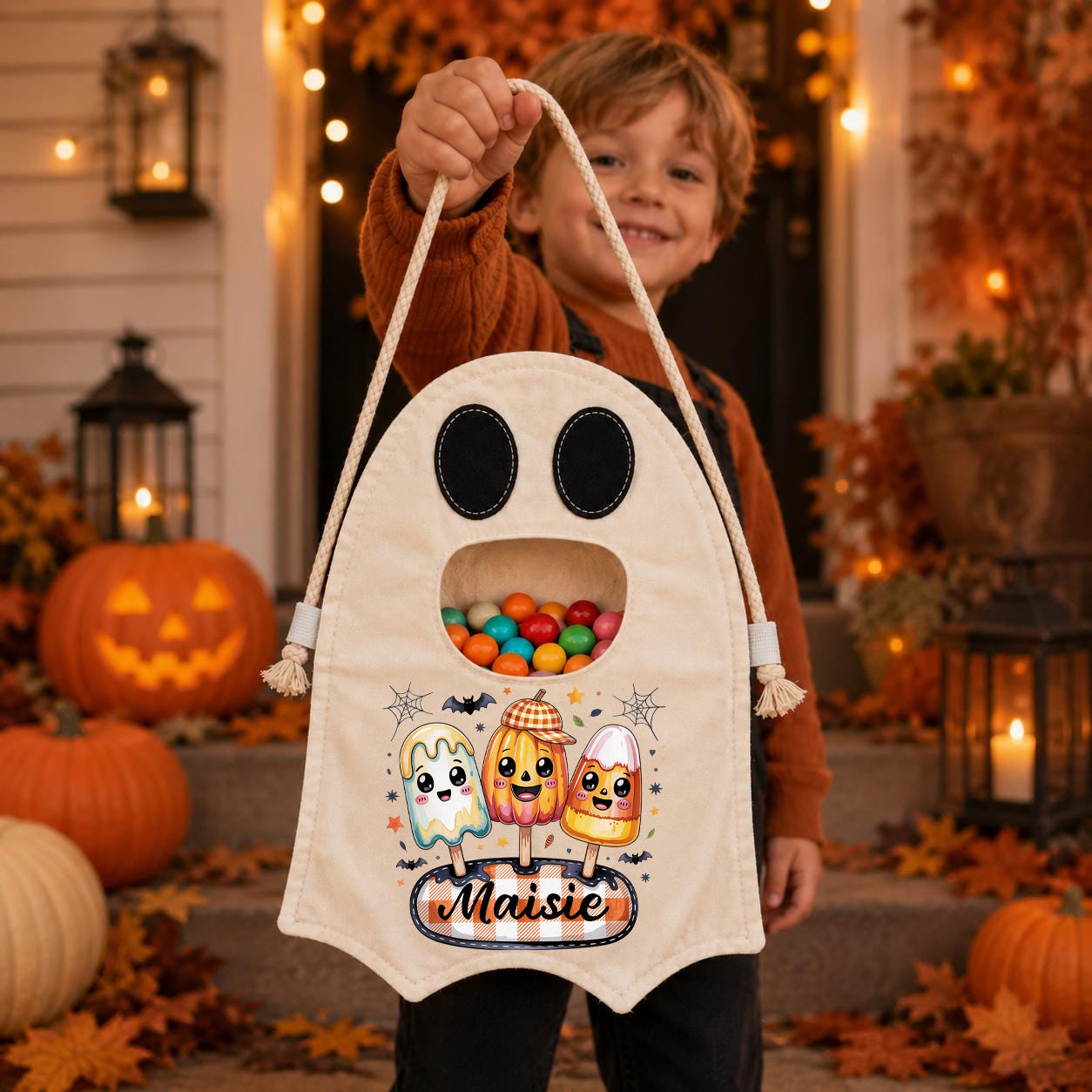 Custom Ghost Bag - Personalized Halloween Gifts For Kids - Sweetest Little Ghost In Town