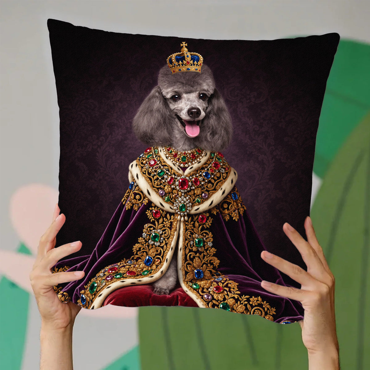 Custom Photo Royal Pet Portrait Pillow Cover For Pet Lovers