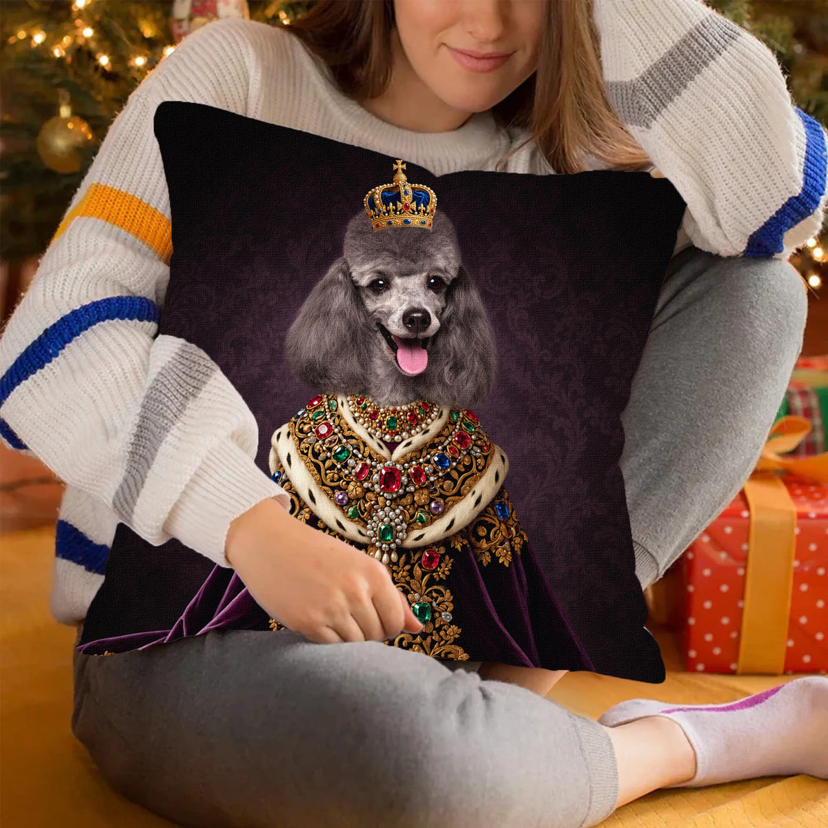 Custom Photo Royal Pet Portrait Pillow Cover For Pet Lovers