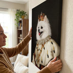 Custom Royal Queen Pet Portrait Canvas, Personalized Dog Noble Crown Fur Robe Unframed Canvas Wall Decor