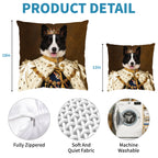 Custom Royal Pet Portrait Pillow Cover – Personalized Renaissance Dog & Cat Cushion Case