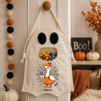 Personalized Duck Ghost Trick or Treat Bag, Custom Name Halloween Candy Tote for Kids